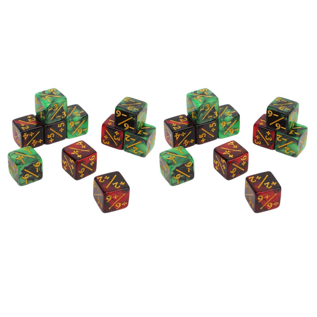 20PCS 16mm 2 Color Dice with Addition and Subtraction Numbers Plastic Six Sided Dice Set for Math Teaching