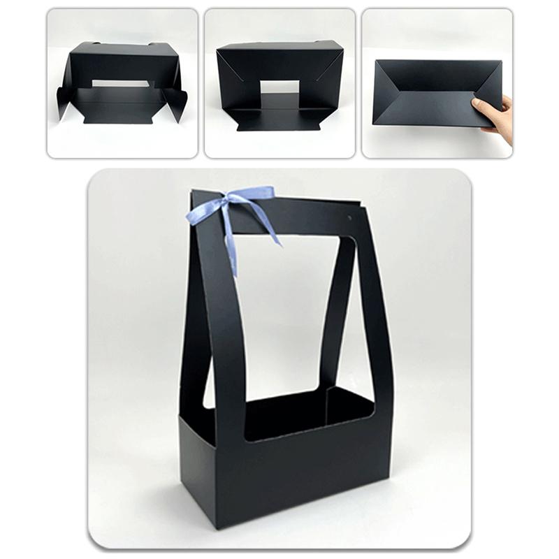 Двусторонняя водонепроницаемая крафт-бумага Портативная цветочная корзина с ручкой для букета в подарок