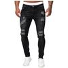 Men's Casual Hole-rubbed  Slim Fit Denim Pants Fashion Chinos Jeans