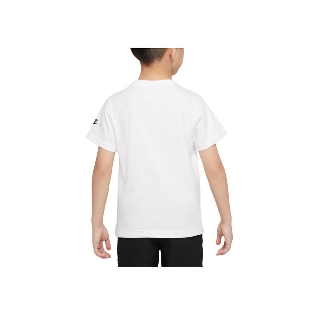 Nike Logo Print Round Neck Short Sleeve T-Shirt Kids Tops White DX7625-100