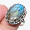 Natural Labradorite Gemstone Handmade 925 Solid Silver Jewelry Ring Size 10 Y1d86