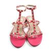 Отличные сандалии Valentino Garavani Rockstud с ремешком на щиколотке, лакированная кожа, розовые, б/у