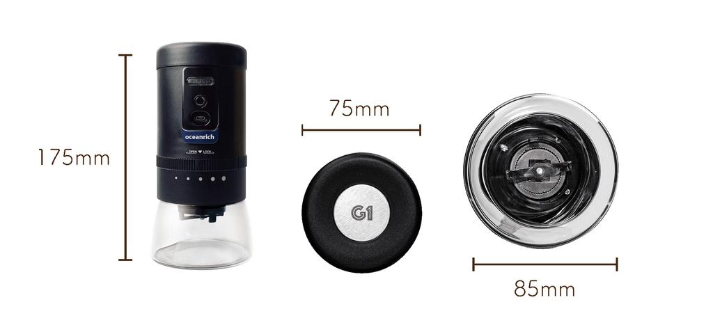 Автоматическая кофемолка Ocean Rich G1R, портативная электрическая мельница с 5 уровнями регулировки, беспроводной тип UQ-ORG1BKR