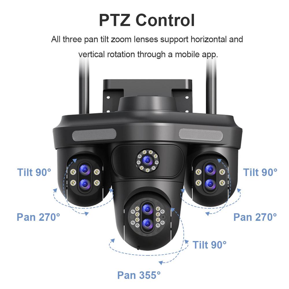 AIOOK 7 Объективов 4 Экрана Камера Безопасности 30X ЗУМ HD 35МП WiFi Камера Уличная IP66 Водонепроницаемая Цветная Ночная Видимость Мобильное Отслеживание IP CCTV
