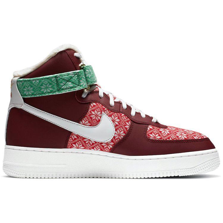 Nike Air Force 1 High Christmas Sweater Мужские кроссовки Red Team-Red White DC1620-600
