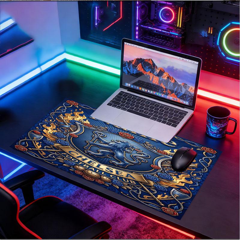 Custom Name Personalized Chelsea Football Club Pattern Mousepad, Laptop PC Desk Mat, Decorative Desk Mat for Home Keyboard Pad Gift