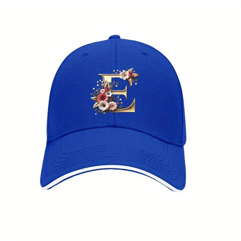 Floral Letter E Baseball Cap Unisex Polyester Casual Adjustable Sun Protection Dad Hat