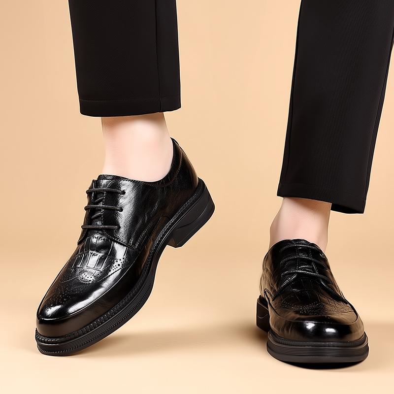 Высококачественные мужские новые повседневные кожаные туфли на шнуровке, модные брендовые мужские осенние удобные туфли с резным узором
