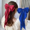 Large Double Bow Hairpin Solid Color Smooth Satin Girl Spring Hair Clip Autumn Winter