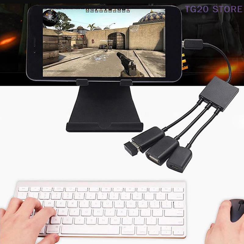 3in1 Micro USB To 2 OTG 3 Port HUB Cable Splitter Micro-USB Type-C Adapter Converter For Tablet Android Mouse Keyboard 3