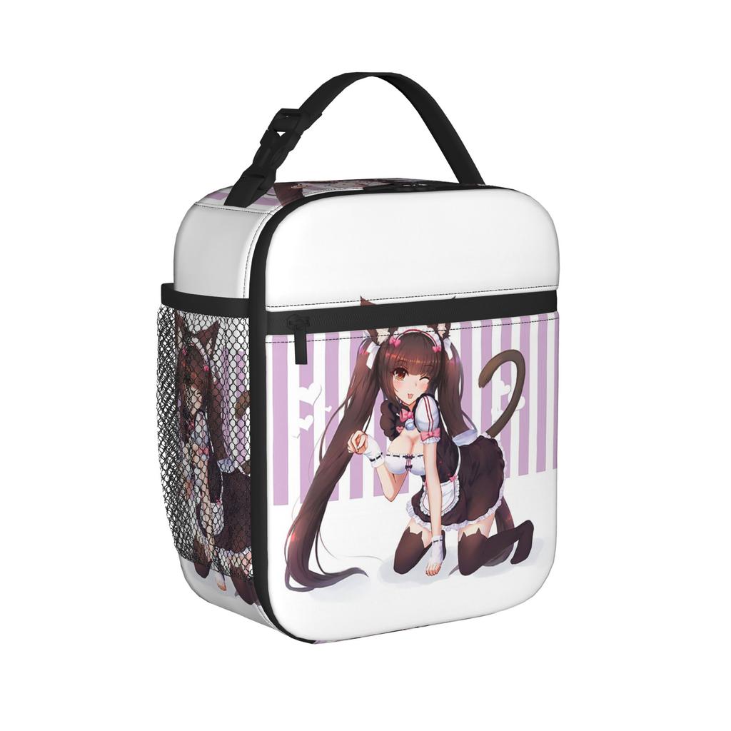 Chocola Nekopara Anime Insulated Lunch Bag Cooler Bag Meal Container Gir Leakproof Tote Lunch Box Food Handbags Office Picnic