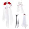 Halloween Veil Black Veil Day of The Dead Terrifying Eyeball Headwear Rose Hairband Blood Veil