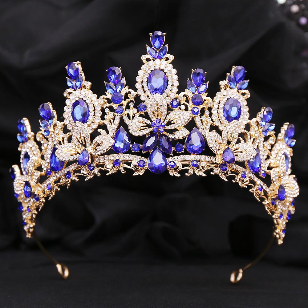 Baroque Luxury Water Drop Flower Crystal Opal Tiara For Women Wedding Girls Birthday Party Elegant Crown Hair Accessories