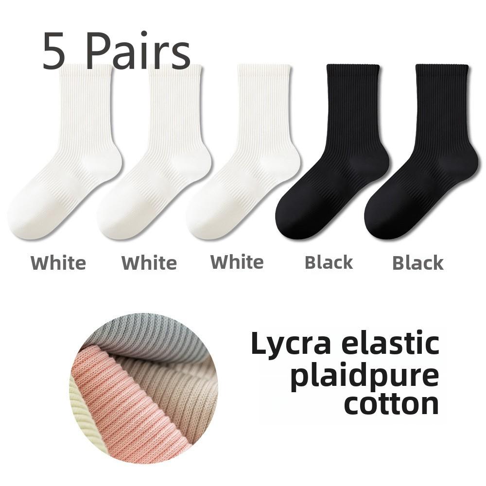 5 пар женских спортивных носков длиной до середины икры на весну и лето без косточек, антибактериальных, с защитой от запаха, впитывающих пот и дышащих