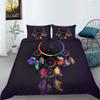 Black Background Dream Catcher Pattern Bedding Set Starry Sky Dream Catcher Quilt Cover Pillow Case 2 or 3 Pieces Soft and Comfortable Home Decoration