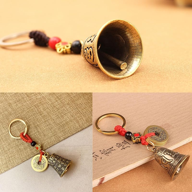 Nanarico bell key ring wind chime Heart Sutra six-character mantra Healing tone bell brass amulet guardian bell good luck talisman bell Sanskrit