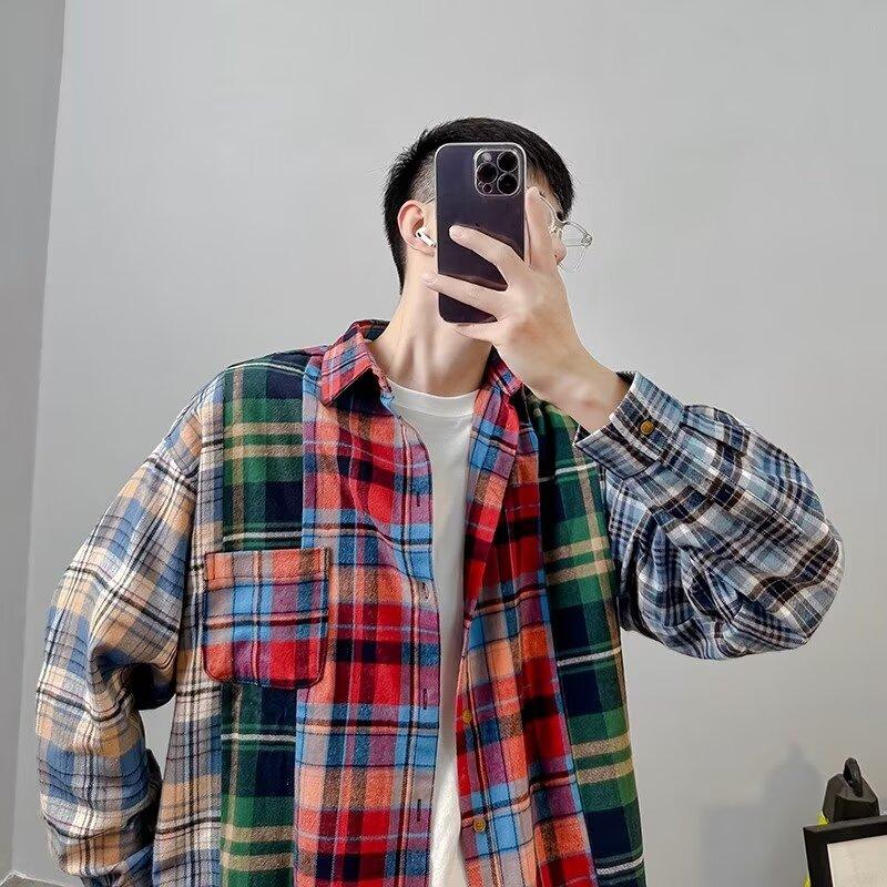 Рубашка с длинным рукавом с буквенным принтом 2024 года в японском стиле в стиле Гонконга, свободная рубашка для мальчиков, летнее модное универсальное повседневное пальто