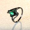 Romantic Marquise Cut Green Stone Black Gold Color Twist Ring Wedding Christmas Jewelry Anniversary Gifts