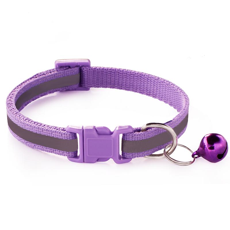 18 Colors Available Reflective Light Stripe AirTag Cat Bell Collar for Small Dogs Polyester with Ribbon Print Decoration