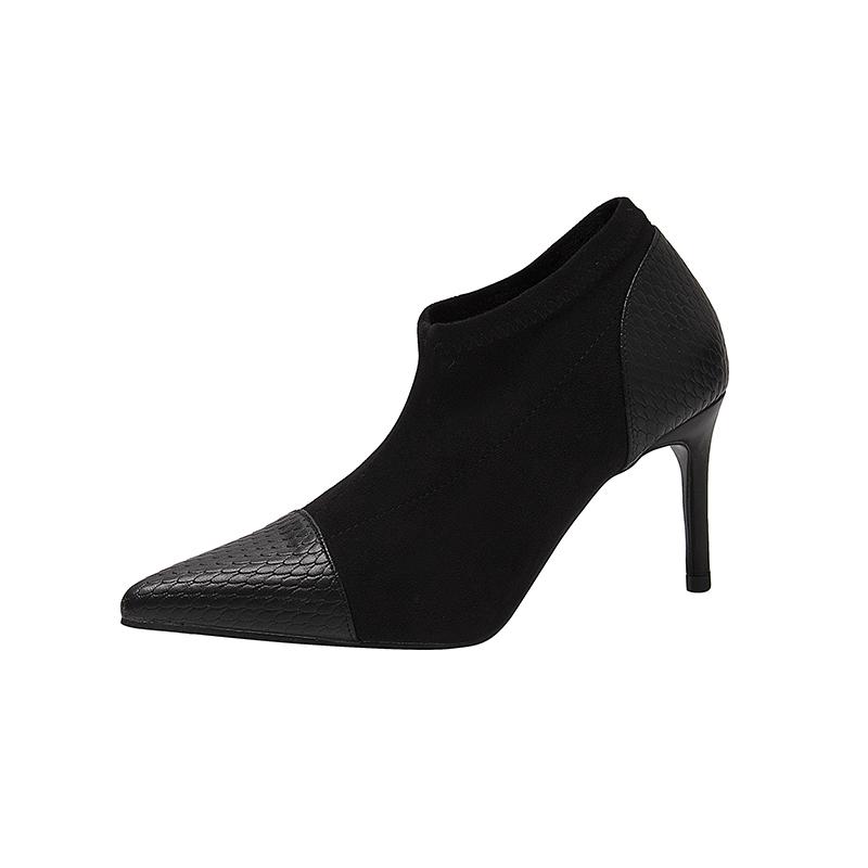 Splicing Thin Heel Short Boots for Women Spring Autumn Sexy Stiletto Heel Pointed Toe Bare Boots Female Ankle Boots Shoes 35-40