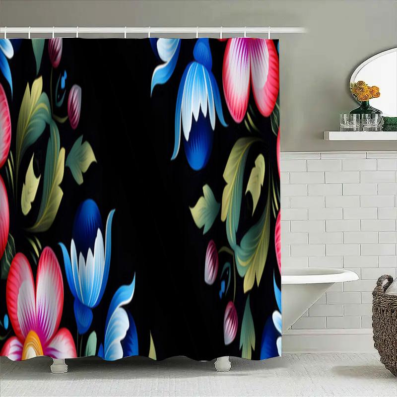 Красочная цветочная шторка для душа из печатной полиэстеровой ткани, декор для ванны, водонепроницаемые аксессуары для ванной комнаты, синий, розовый, красный, белый, желтый, гр