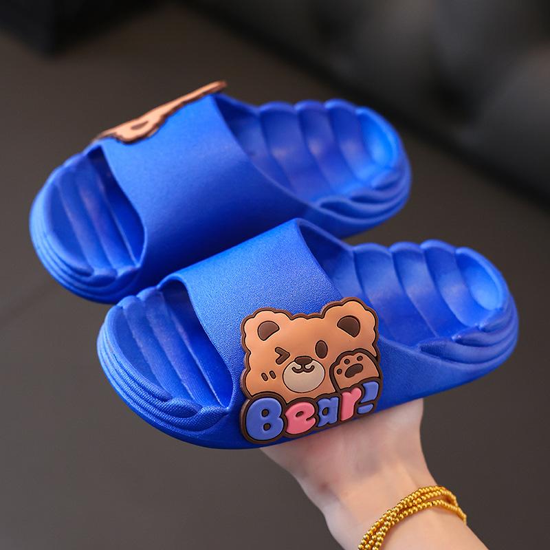 Мальчик мультфильм милый медведь дышащий открытый носок простые пляжные туфли 2024 лето новые девочки кролик милый домашний тапочки детская мода ПВХ