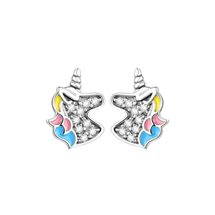 Серьги-гвоздики «Ослепительный Единорог» Licorne для детей, свадебные, для встреч, женские украшения