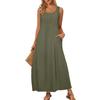 Summer Women's Casual Loose Sleeveless Round Neck Sundress Long Beach Dress