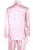Silk Floral Long Open Top and Bottom Natural Pink 100% Women's Pajamas, Nightwear, Loungewear, Embroidered, Sleeves, Front, Set, Materials, (L)
