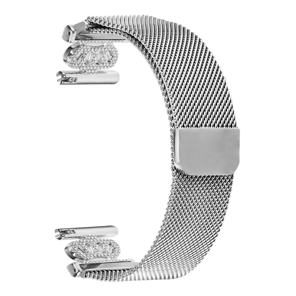 For GarminActive 5/vivoactive 5 Watch Band Silver Stainless Steel Crown Clasp Milanese Wrist Strap