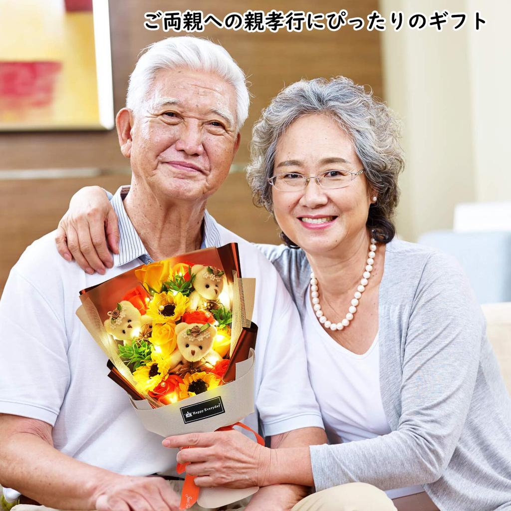 Букет из мыльных цветов подарок популярный искусственный медведь со светодиодной подсветкой букетная композиция в коробке роза подсолнух День рождения годовщина День пожилых