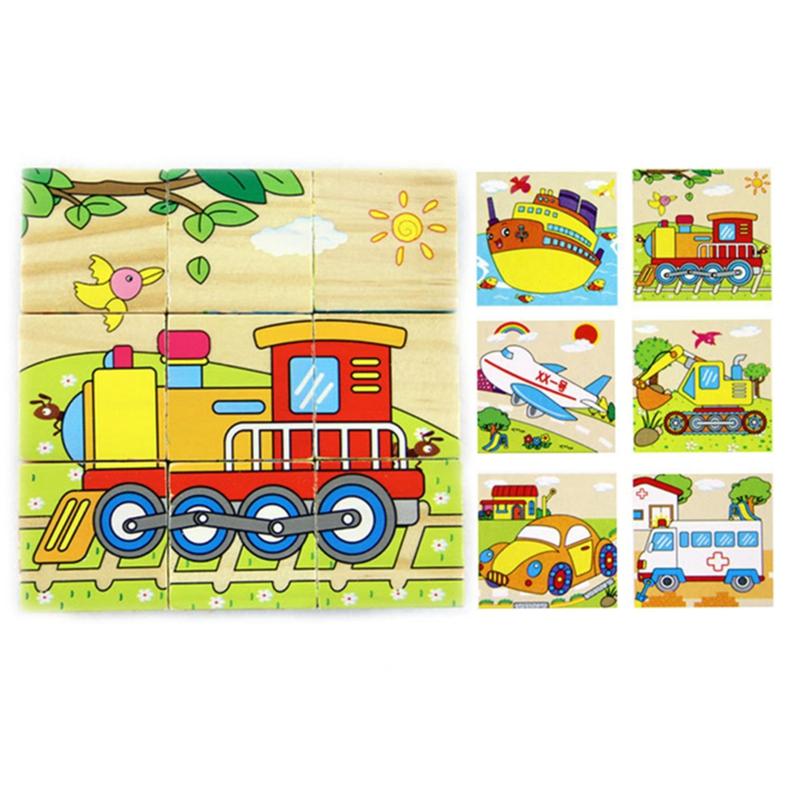 Farm Animal Six Patterns Nine Dimensional Puzzle Cartoon Building Blocks Kids Educational Toy