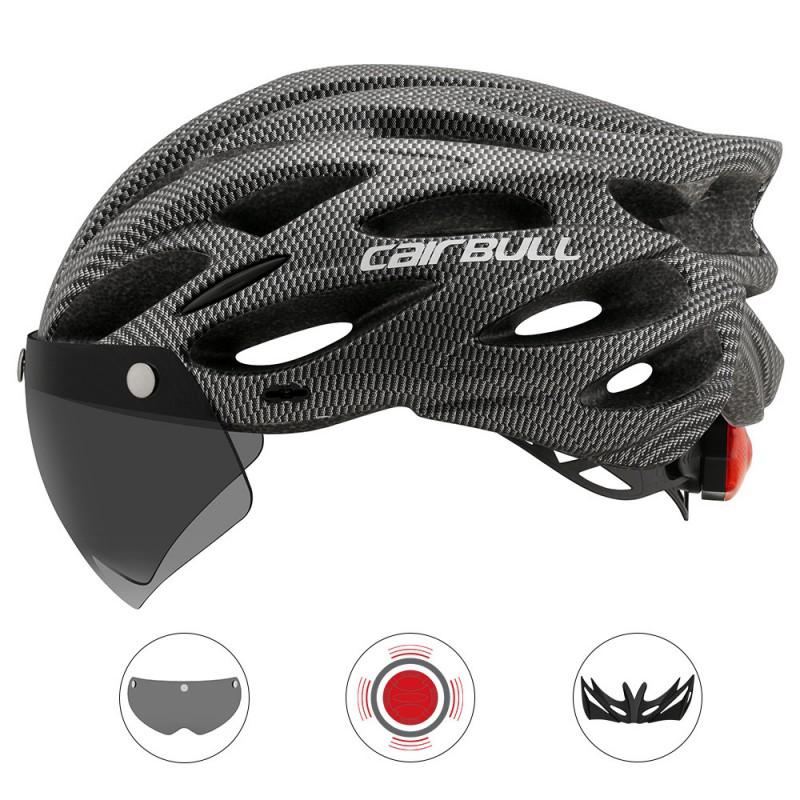 CAIRBULL Allroad Cycling Helmet With Visor Removable Lens Rear Light Lightweight Half Shell Road Mountain Bike Riders
