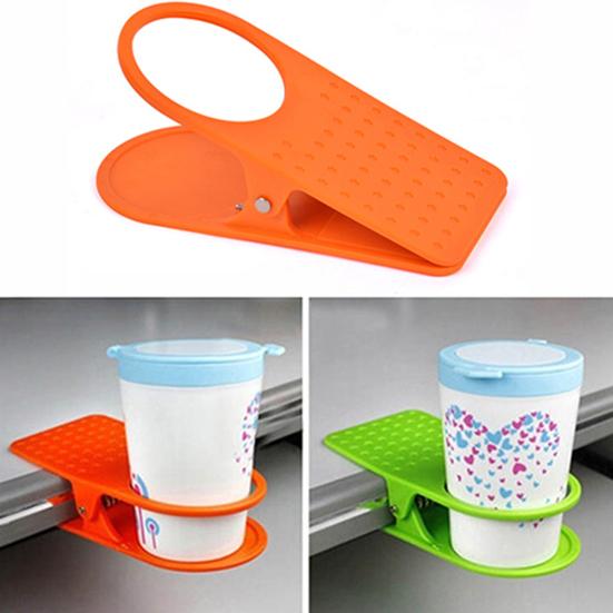 Clip on Cup Holder Mug Holder Clamp for Camping Chair Sunbed 6.5cm Diameter Portable Desk Side Mug Holder for Office Auto Travel Family