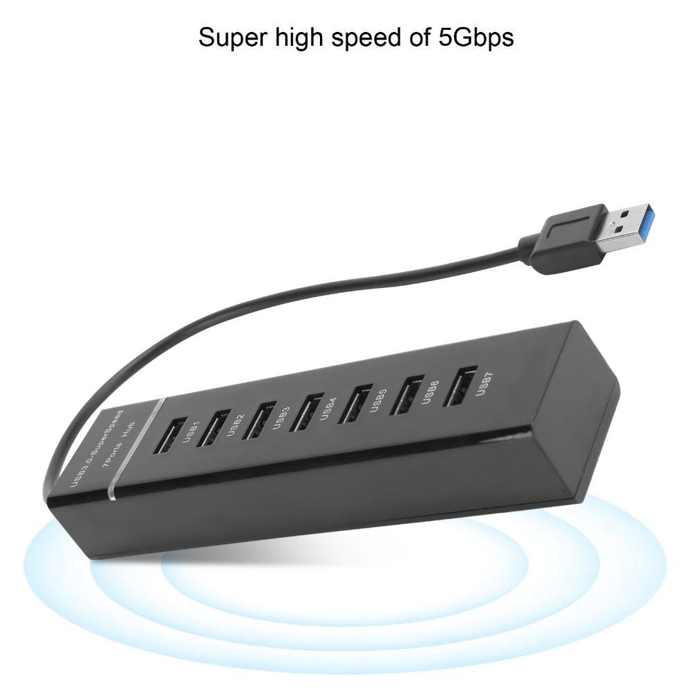 Blue LED Indicator USB 3.0 Hub DC 5V USB Data Hub Durable SuperSpeed Adapter Laptop