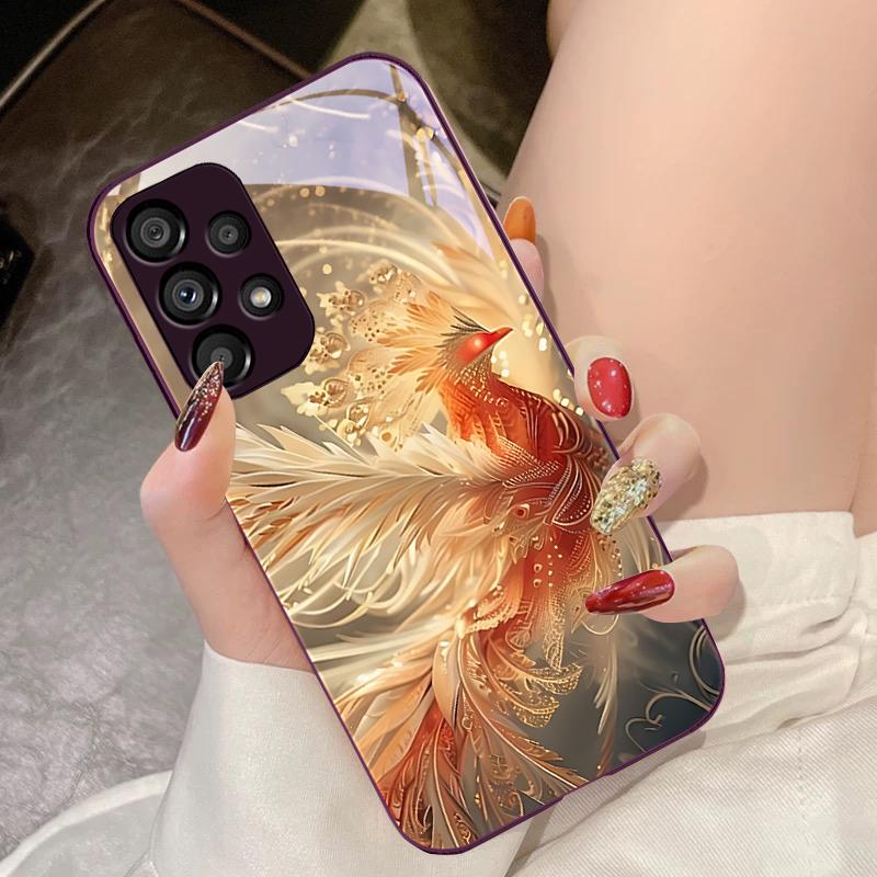 Чехол для телефона из закаленного стекла Golden Phoenix Unfolding для Samsung Galaxy S10 4G S20 11E 30 S21 22 S24 Fe Pro S23 S25 Ultra 5G S9
