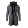 Осенне-зимнее новое мужское шерстяное пальто средней и длинной длины с капюшоном и воротником-стойкой, мужское пальто