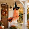 Festive Party Atmosphere Accessory Halloween Ghost Witch Broom Hanging Ornament, Spooky Hat Floating Prop Pendants for Indoor Outdoor Haunted