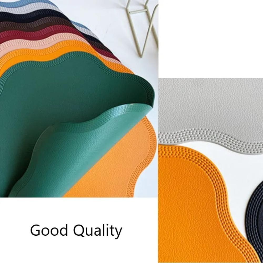 Waterproof Leather Placemats Heat-Resistant Insulation Mat Embossed Place Mats  Bars Coffee Shops