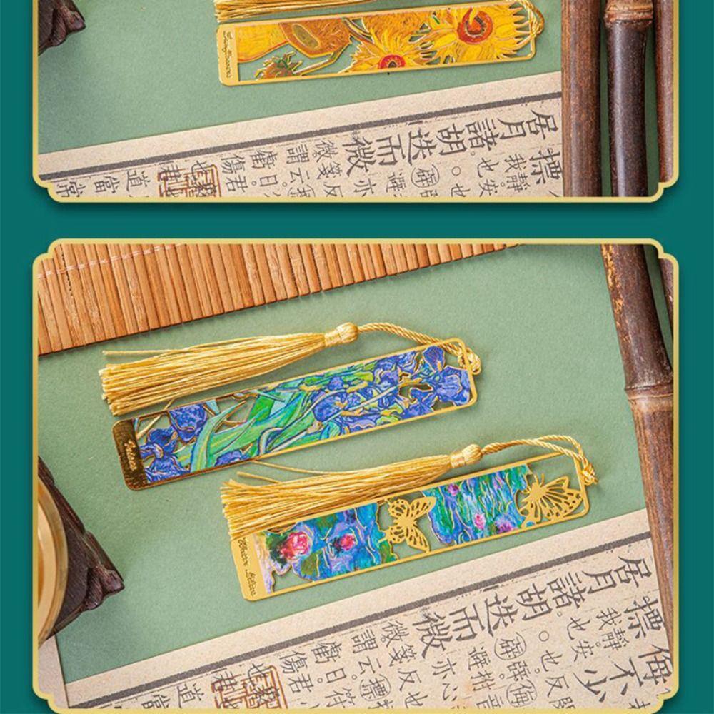 Oil Painting Metal Bookmark Student Gift Pagination Mark Creative Reading Book Clip