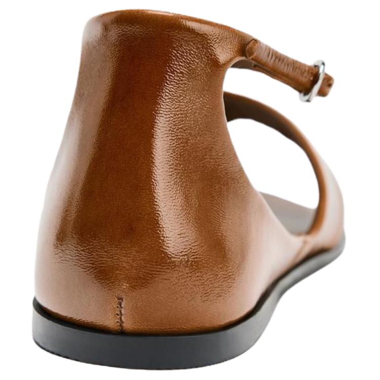 Zara Модные Минималистичные Сандалии на Одном Ремне Женские Сандалии Коричневые 1602610105