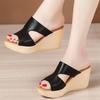 2024 Summer Women Wedges Slippers Platform Shoes for Women High Heels Leather Slides Woman Sandals Ladies Shoes Zapatos De Mujer