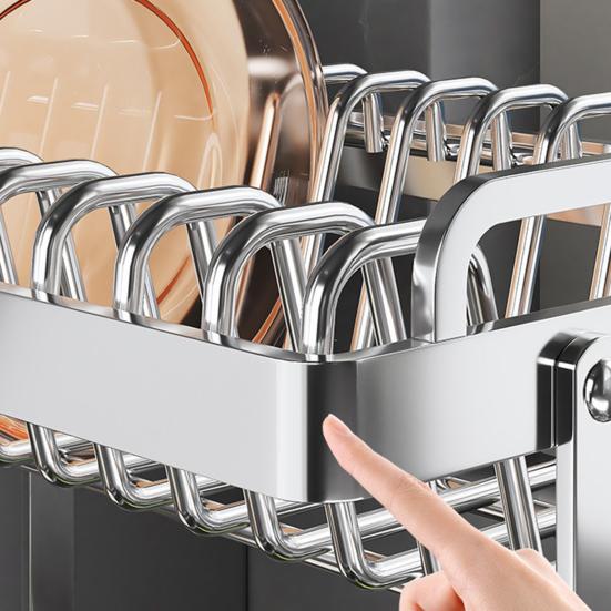 Большая сушилка для посуды с вращающимся на 360 градусов носиком, большой вместимости, устойчивая к ржавчине, расширяемая