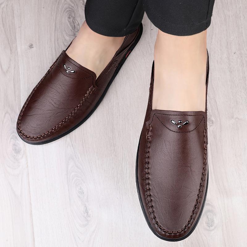 Fashion 2025 New Arrival Men Loafers Men's Breathable Fashion Casual Shoes Genuine Leather Driving Footwear Summer Mens Slip On Flats