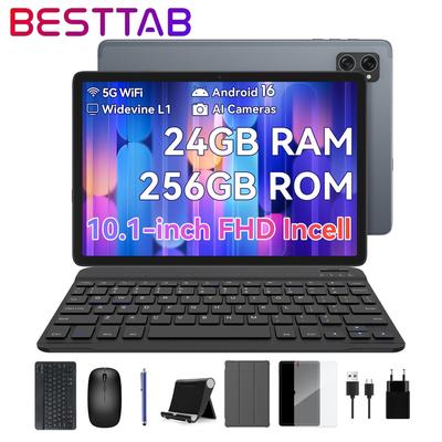 BESTTAB T20 Android 16 24 ГБ ОЗУ 256 ГБ ПЗУ Планшет 10 дюймов 1280x 800 FHD FHD Дисплей Восьмиядерный T606 ПК Планшет с клавиатурой