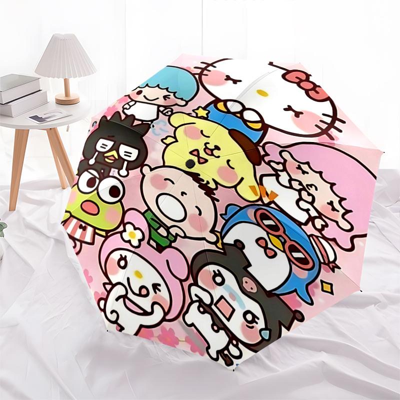1pc Hello Kitty & Friends Automatic Opening Folding Umbrella - 8 Bone Iron Frame, Portable Design for Outdoor Use, Perfect Gift for Fans, Travelers, E