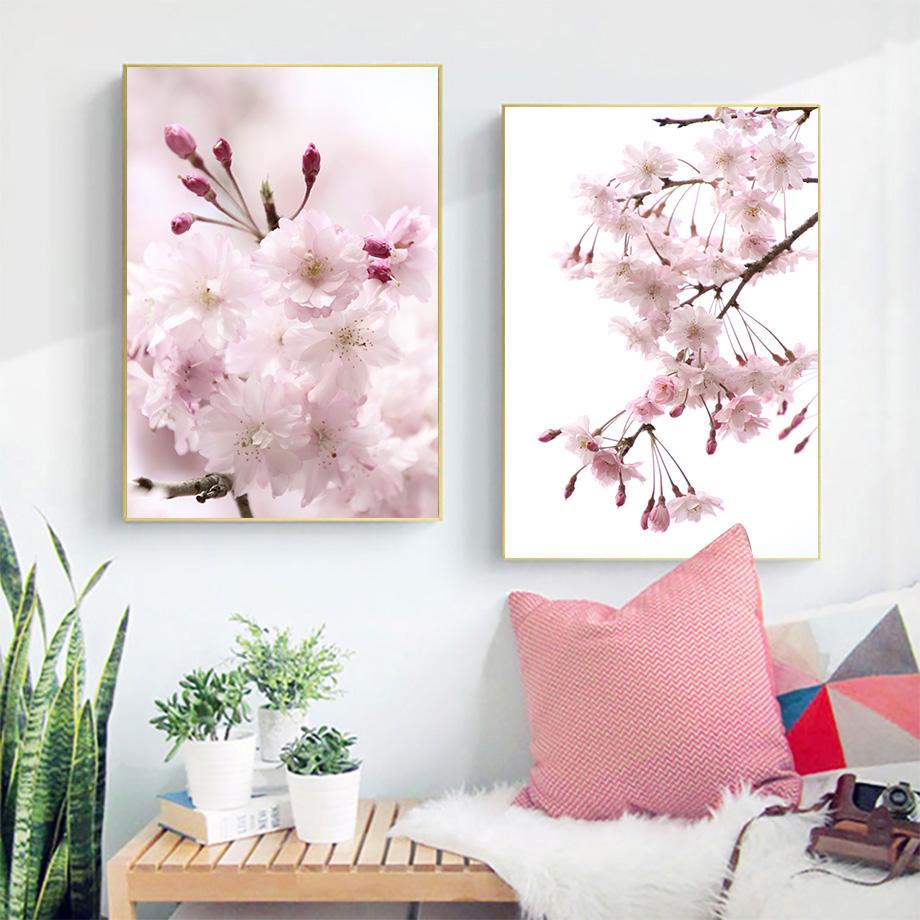 Цветы вишни, розовые цветы, цитаты, скандинавские постеры и принты, картины на холсте, настенные художественные картины для гостиной, домашний декор