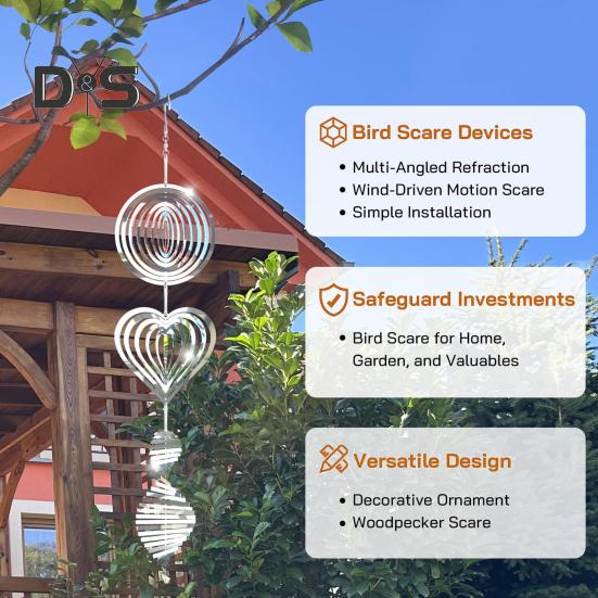 3D Ветер Спиннер Птица Отражатель Высокоотражающий Крытый Открытый Сад Двор Ферма Подвесной Металлический Перезвон Ветра Отпугивающий Птиц Орнамент Подвеска