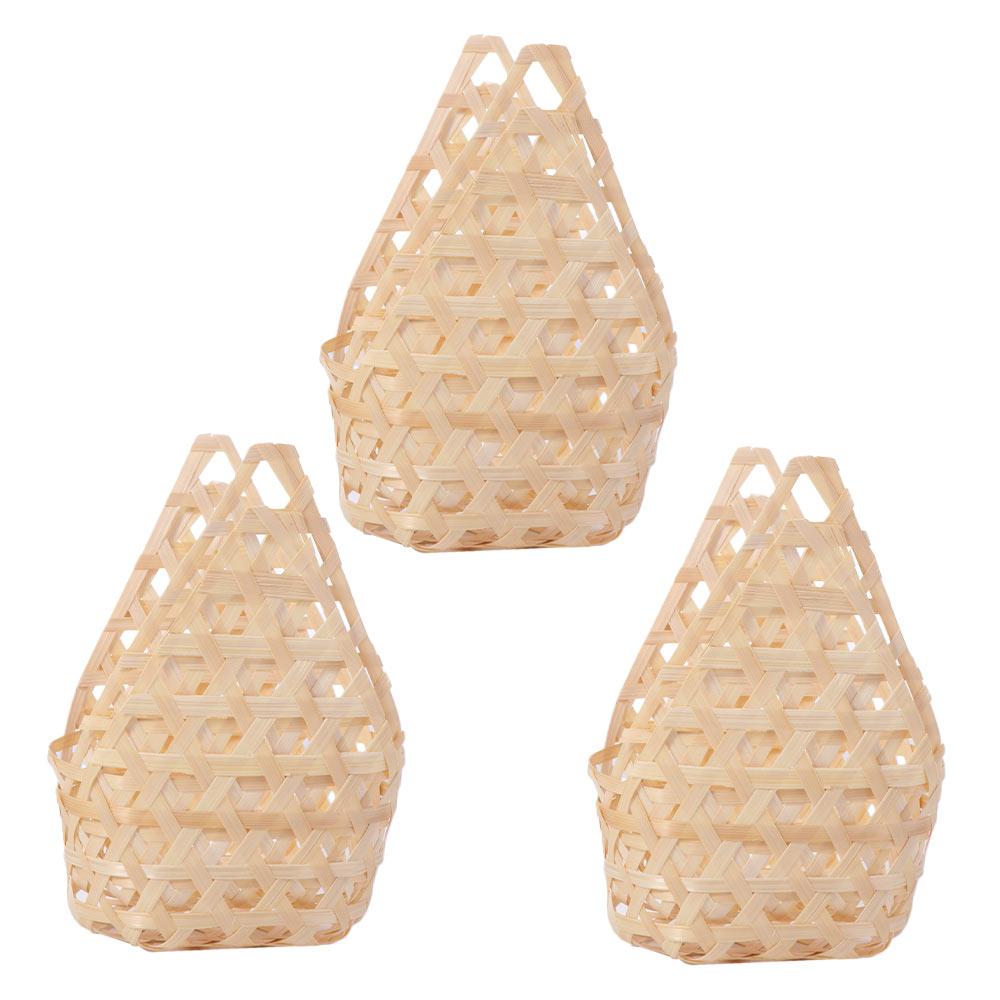 3 шт. Многофункциональная плетеная из бамбука подарочная корзина для упаковки, ручная работа, креативная коробка для хранения, натуральная, ретро, корзина для фруктов, свадебная