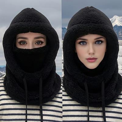 Женский головной убор для верховой езды, однотонный, регулируемый шнурком, защита лица, головной убор, осенне-зимняя утолщенная теплая плюшевая шапка